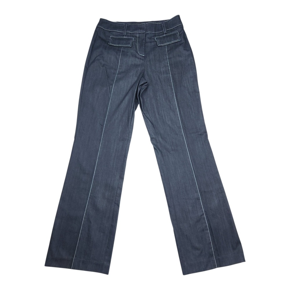 New York & Company Denim Jeans Trousers 4 Dark Wash Contrast Stitch Wide Leg Y2K